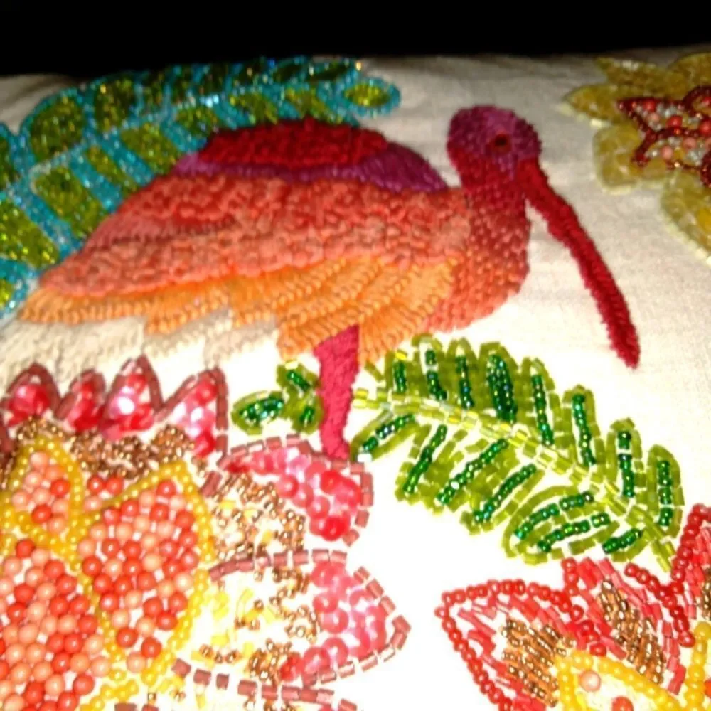 Beautiful Pelican Multicolor Embellished Decorative Throw Pillow